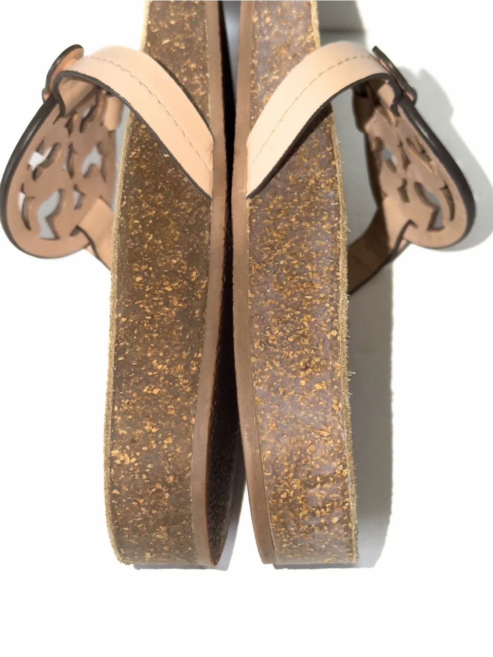 Tory Burch Miller Cloud Leather Sandal Blush Peach US 9 Natual Cork